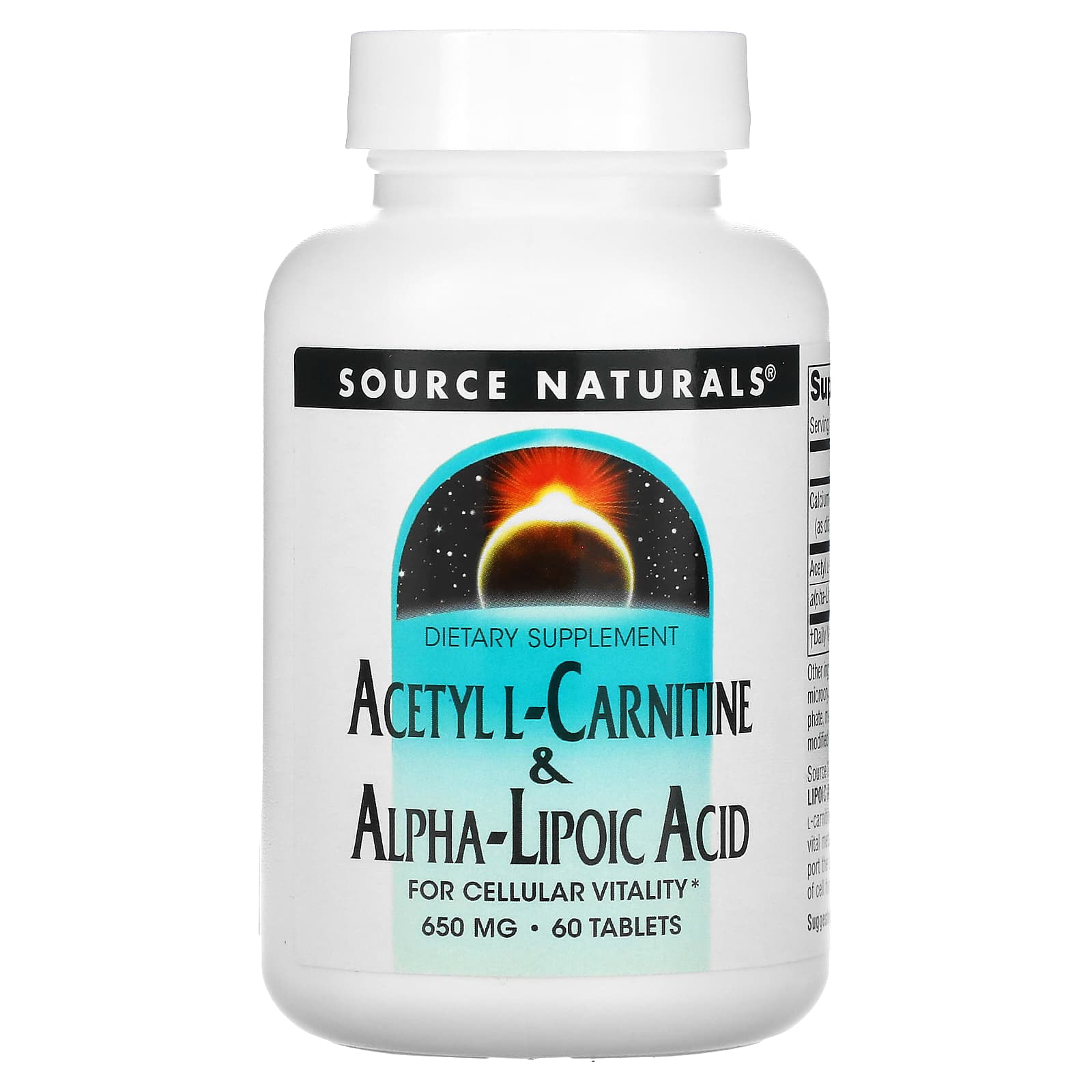 

Acetyl-L-Carnitine & Alpha Lipoic Acid, 650Mg, 60 Tablets