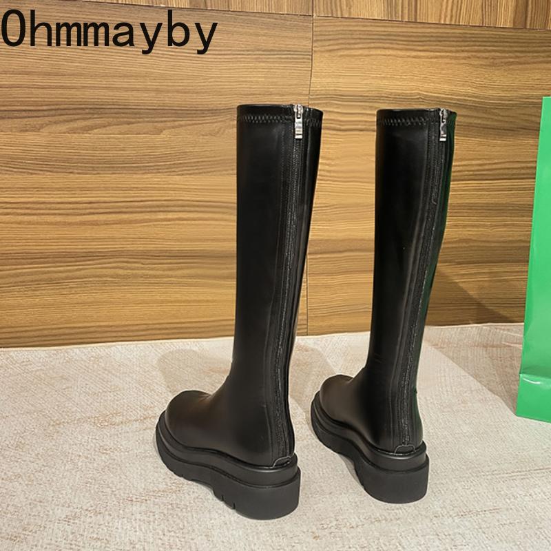 Men Women Winter Spring Autumn Boots Fashion Platform Heel Knee High Cosy Soft Leather Shoes Short Plush Women'S Knight Long Booties