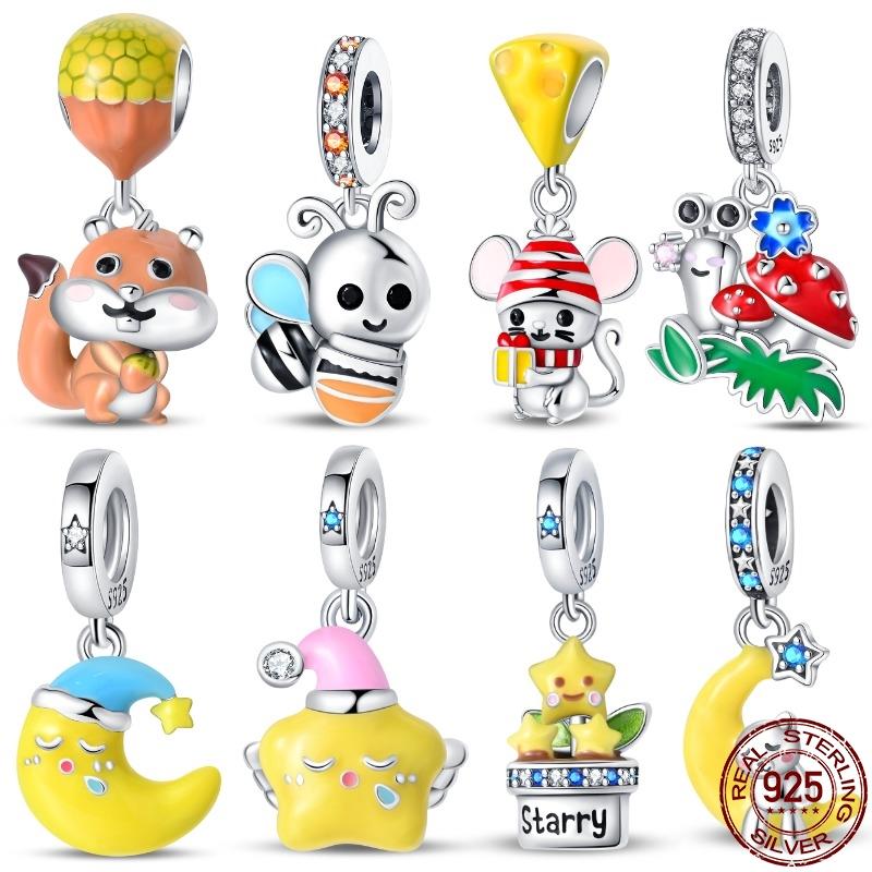 Kupfer Leuchtende Serie Gute Nacht Bär Anhänger Passend Original Pan Armband Für Frauen Geburtstag Feiner Schmuck Geschenk