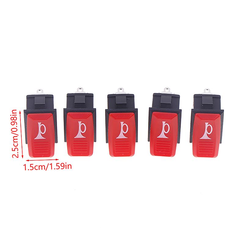 

5 шт. переключатель звукового сигнала для автомобиля, кнопка звукового сигнала для мотоцикла с электровелосипедом, универсальный мгновенный переключатель, пластиковый, 2-контактный, самовозврат, красный