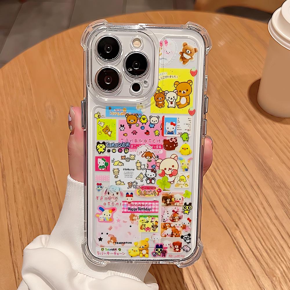 Cute Rilakkumas Bear Anti Fall Clear Phone Case For Xiaomi Redmi 14C 13C 12C K50 K40 Note 14 13 12 11 10 9S A1 A2 Pro Plus 4G 5G
