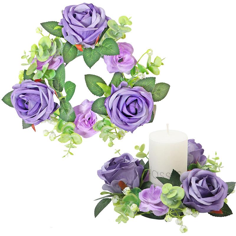 

Венок из свечей Венок из роз День святого Валентина Роза Украшение стола для вечеринки Подсвечник Венок Украшение фиолетовый