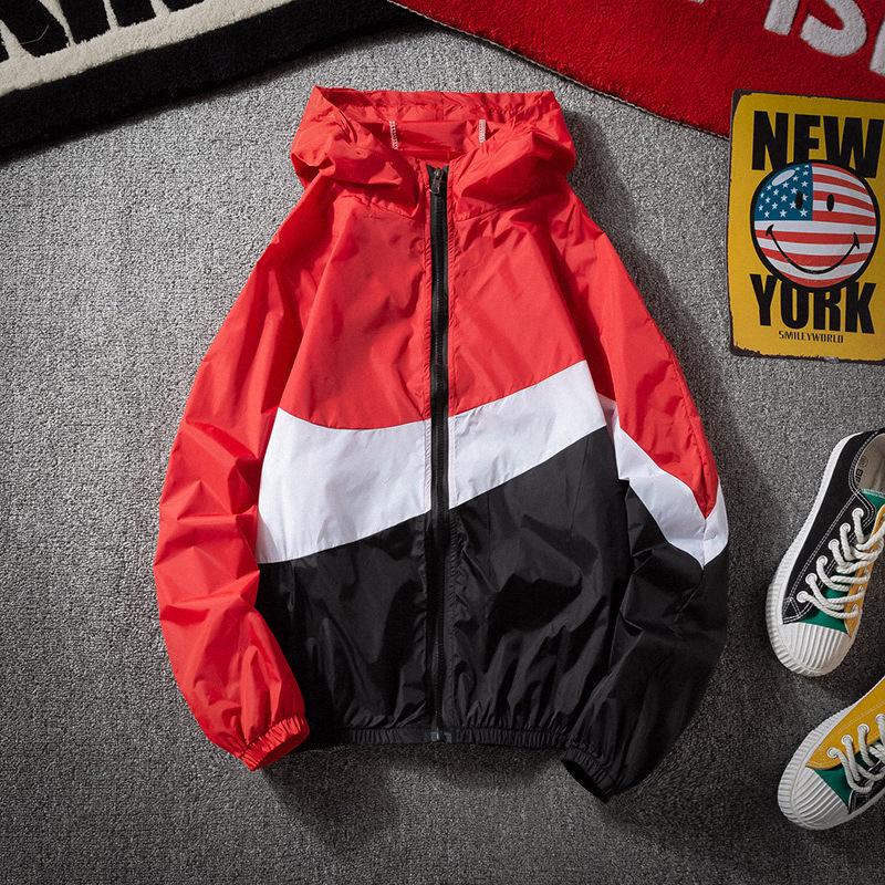 Men's Lightweight Summer Patchwork Hooded Jacket - Breathable, Casual, Color Block, Sun Protection, Ideal for Fishing