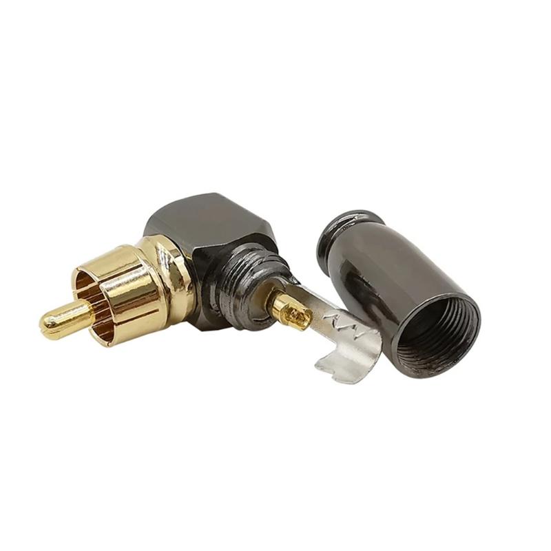 RCA Male Plug Right Angle Video/Audio Wire Connectors Gold Plated RCA Jack Plug Audio Speaker Connector