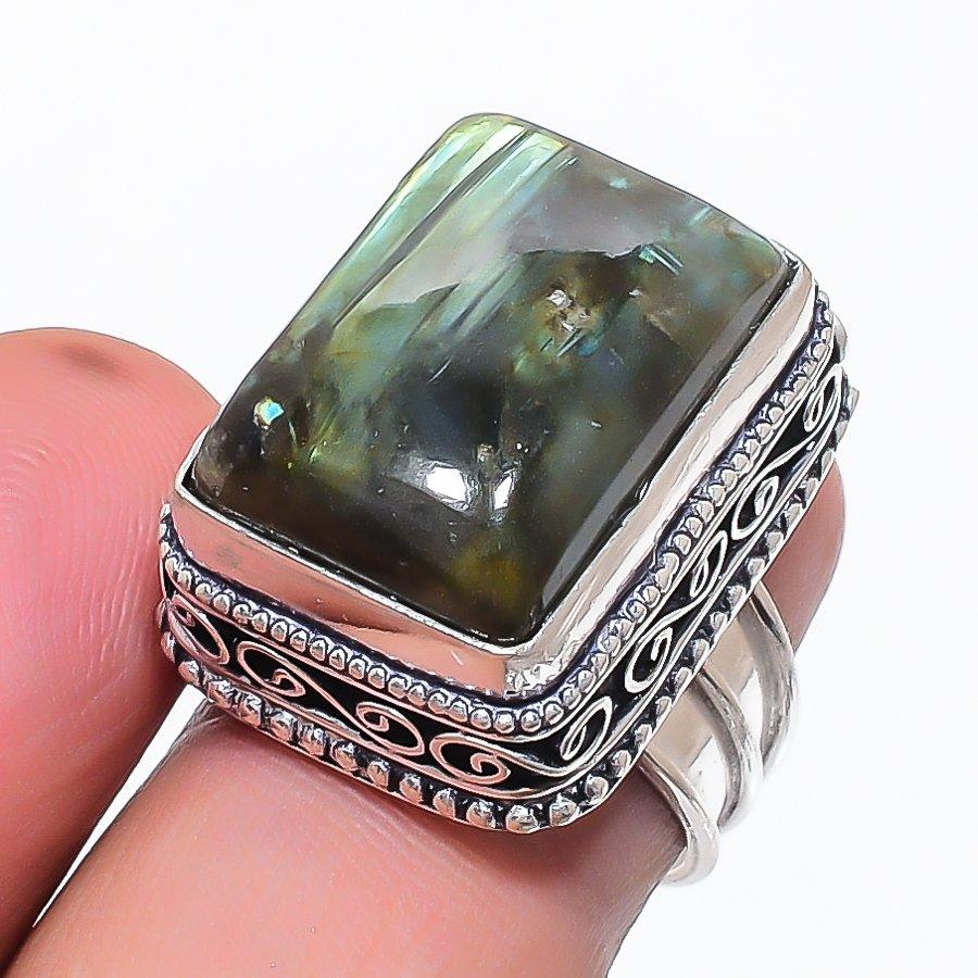 Labradorite Gemstone 925 Sterling Silver Jewelry Ring Size 6.5