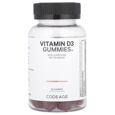 Gommes de Vitamine D3, Saveur Fraise, 5 000 UI, 60 Gommes