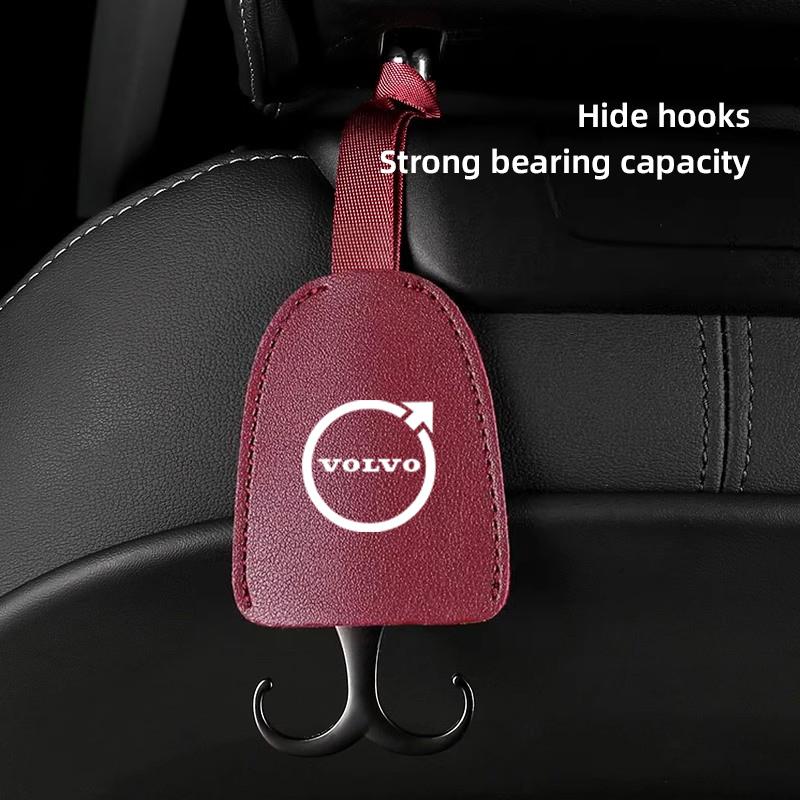 Car Seat Back Hooks PU Leather Interior Accessories For Volvo XC90 V90 V60 XC60 V40 S80 S60 S90 C40 XC40 V70 XC70 C30 C70 EX90