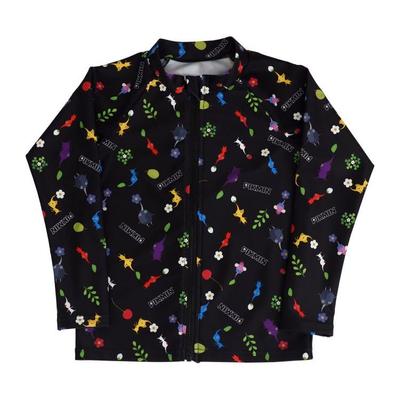 Airin Bandai Pikmin Boys' Rash Guard Swimsuit, All-Over Print, 130cm, Black, 572