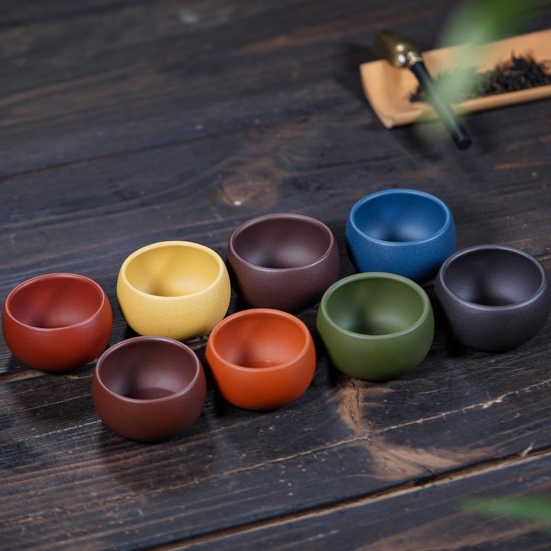 50ml Purple Clay Kung Fu Tea Cup Household Round Mouth Teacups Small Tasting Mugs Ceramic Colorful Cups Tea Ceremony Accessories