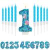 11pcs Blue Number Candle,Shell Sequins Number Candles for Birthday Cakes Mermaid Themed Party Supplies Number 0-9 Candle