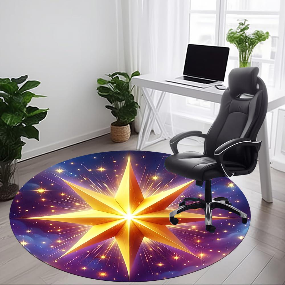 1pc Celestial Star Print Carpet for Office Non-Slip, Round Carpet, Soft & Comfortable, Carpet for Office, Lightweight Round Floor Mat