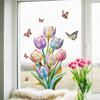 Colorful Tulips Butterflies Wall Sticker Set Modern Minimalist Home Decor for Living Room Study Waterproof Self-Adhesive Removable