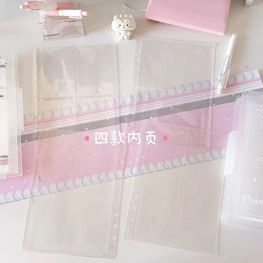 A5 Transparent Cute White Printing PP Twill DIY Binder Photocards Collect Book Diary Agenda Planner DIY Cover Album Stationery