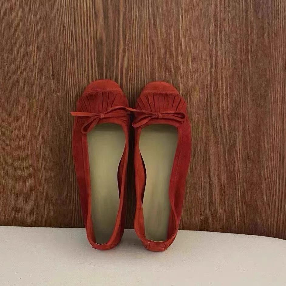 New Retro Tassel Light Mouth Flat Sole Shoes Leather Round Head Bow Mary Jane