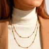 Doppellagige Reiskorn-Kettenkette für Damen, 18 Karat Goldbeschichteter Edelstahl, Böhmische Halsketten, Minimalistischer Schmuck, Geschenk