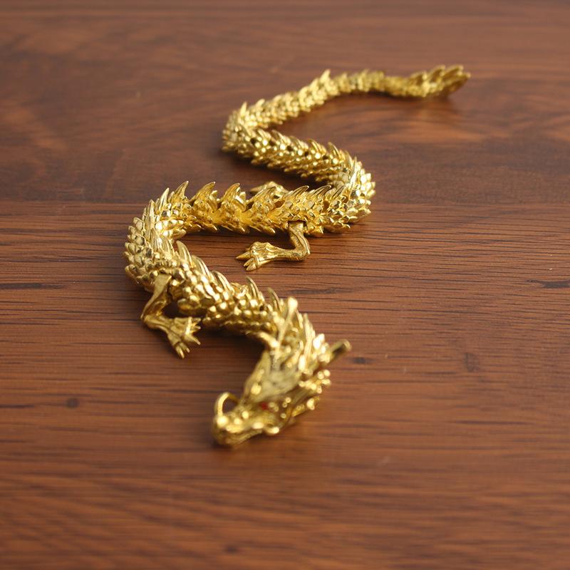 3D Dragon Statue Ornament Moveable Body Joints Exhibition Hall Advanced Decoration Zodiac Animal Brass Crafts