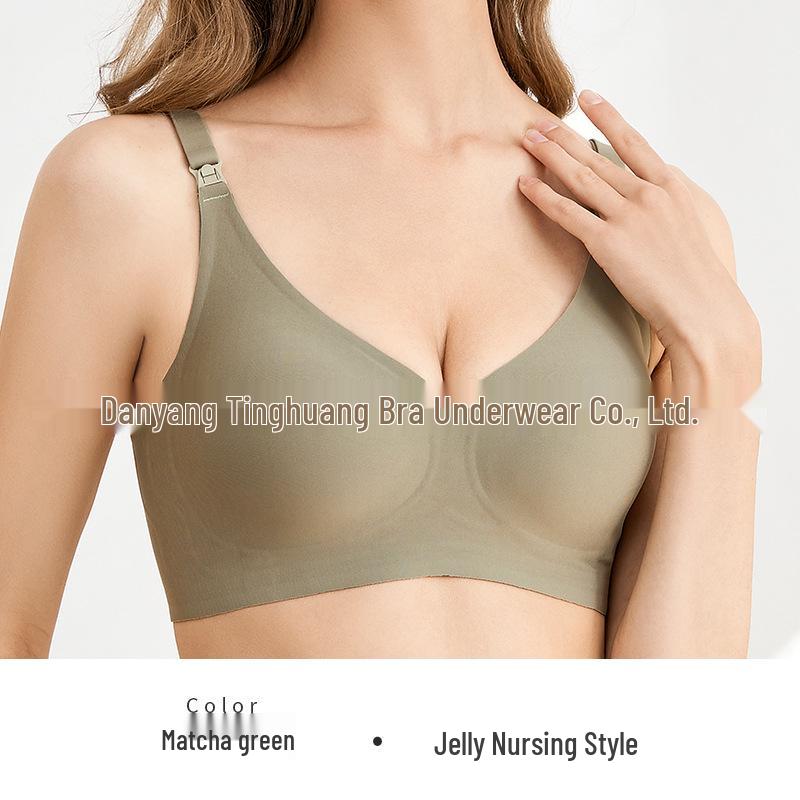 Plus Size Seamless Nursing Bra for Pregnant Women - Adjustable, Wireless, Front-Opening, High-Elastic Gel Support