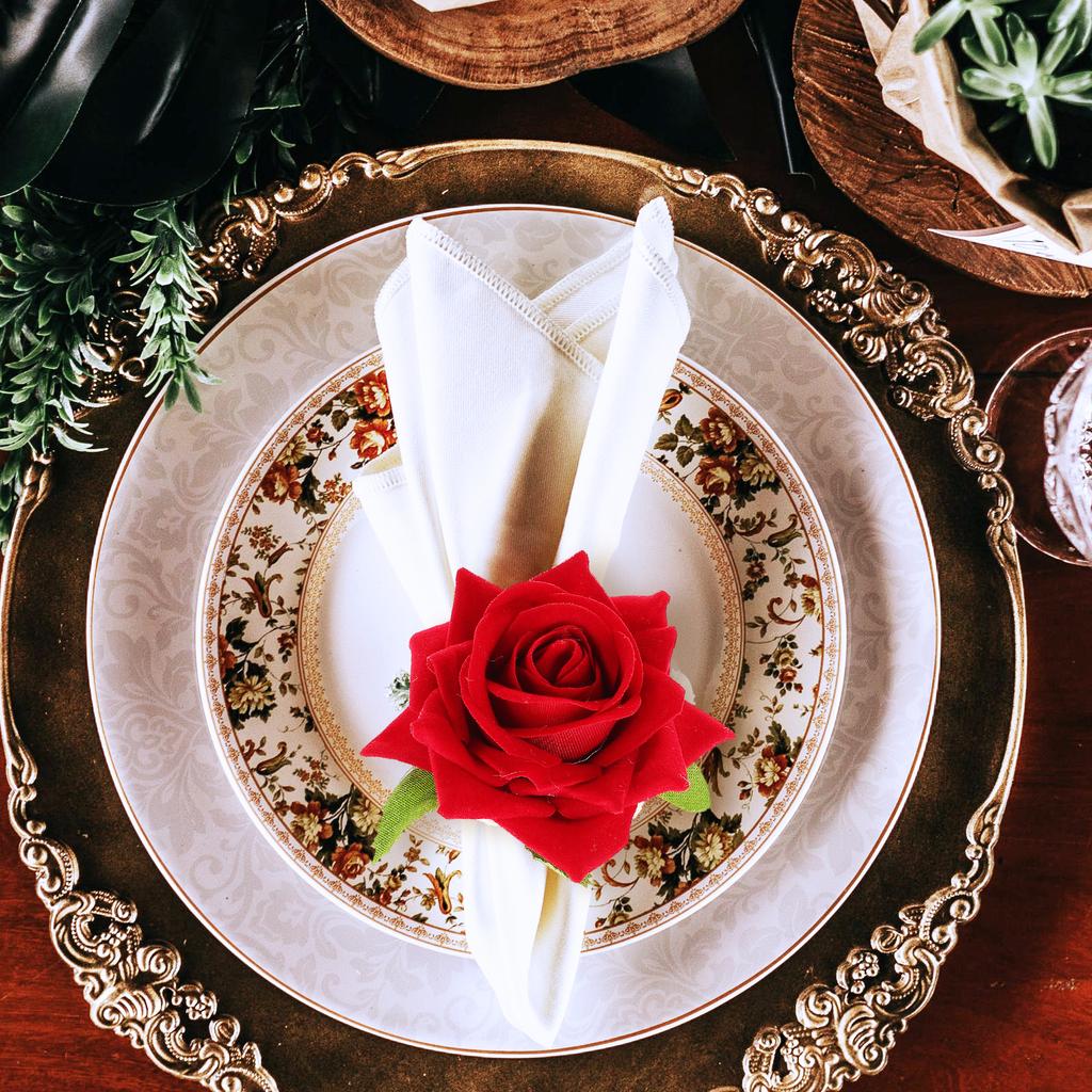 4pcs Napkin Rings Flower Napkin Holder Dinner Table Decor Decorative Buckle For Wedding Party Tea Party Home Supplies