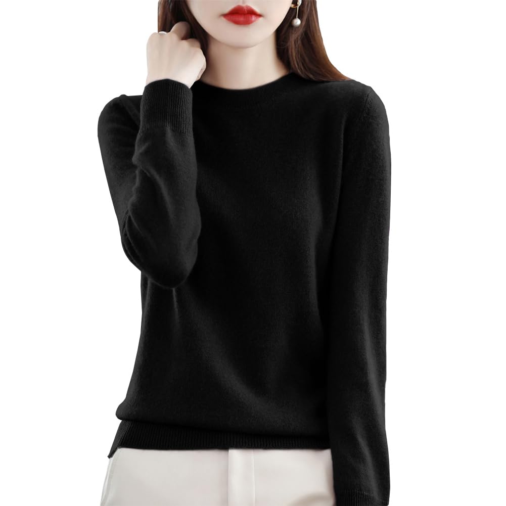 

ANGJ Knit Top for Round Easy to Mix and Solid Highly Cut and Knit Long Sleeves Women s Fall/Winter, Neck, Layering, Match, Slimming, Slimming, Color,