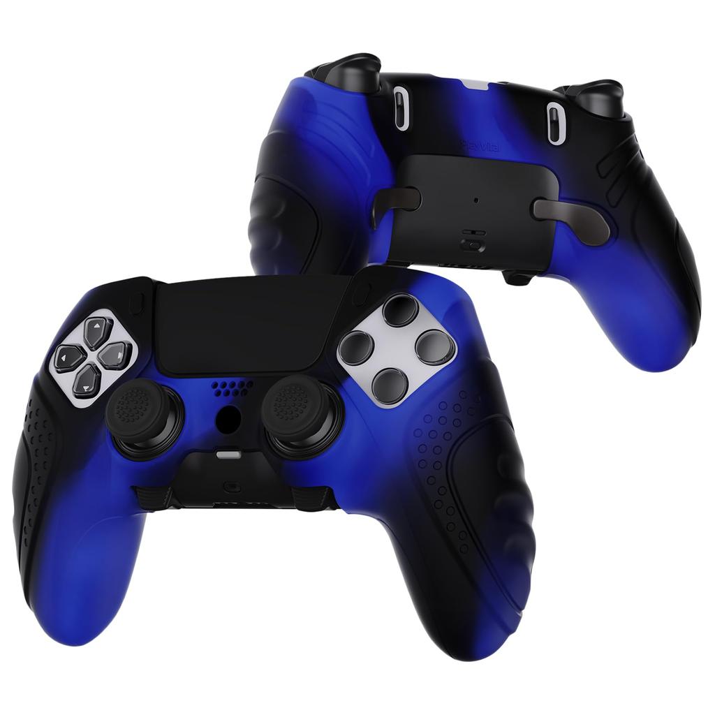 PlayVital Soft Rubber Protector Skin for PS5 Edge Wireless Ergonomic Silicone Cover Case with Thumb Grip Caps for PS5 Edge Controller Edition Blue