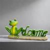 Resin Crafts Frog Welcome Sign Cartoon Animal Statue Small Frog Ornament  Indoor Home Desktop