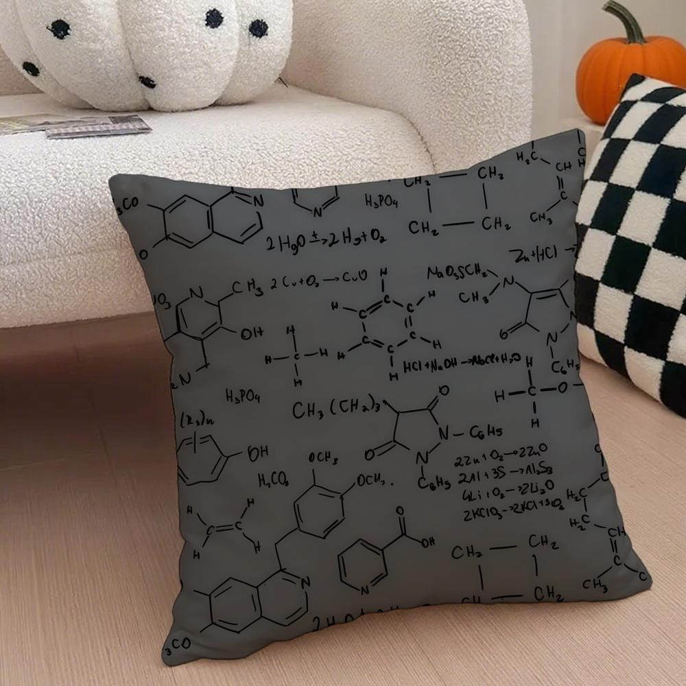 Experimental Fundamental Chemistry Cushion Cover Throw Pillow Cover Hidden Button Durable Polyester Chair Cushion