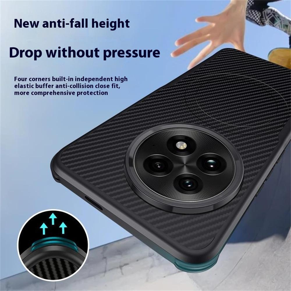 

For OnePlus 13 Case Compatible with MagSafe Carbon Fiber PU+PC+Silicone Protective Cover Black