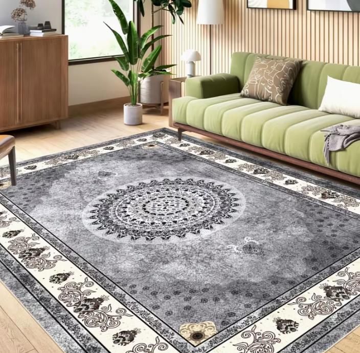 Carpet Floral Print Office and Coffee Shop Decor Dormitory Indoor Luxurious Easy Care Foyer Easy Flannel Rug Decorative