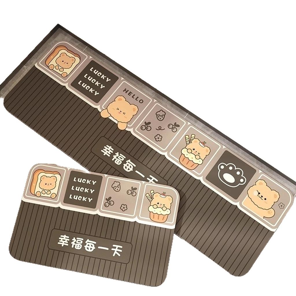 Cartoon Wind Soft Diatom Mud Floor Mat Kitchen Floor Mat Household Can Be Cut Non-slip, Water Absorption and Oil Absorption, Dirt-resistant and Wear-r