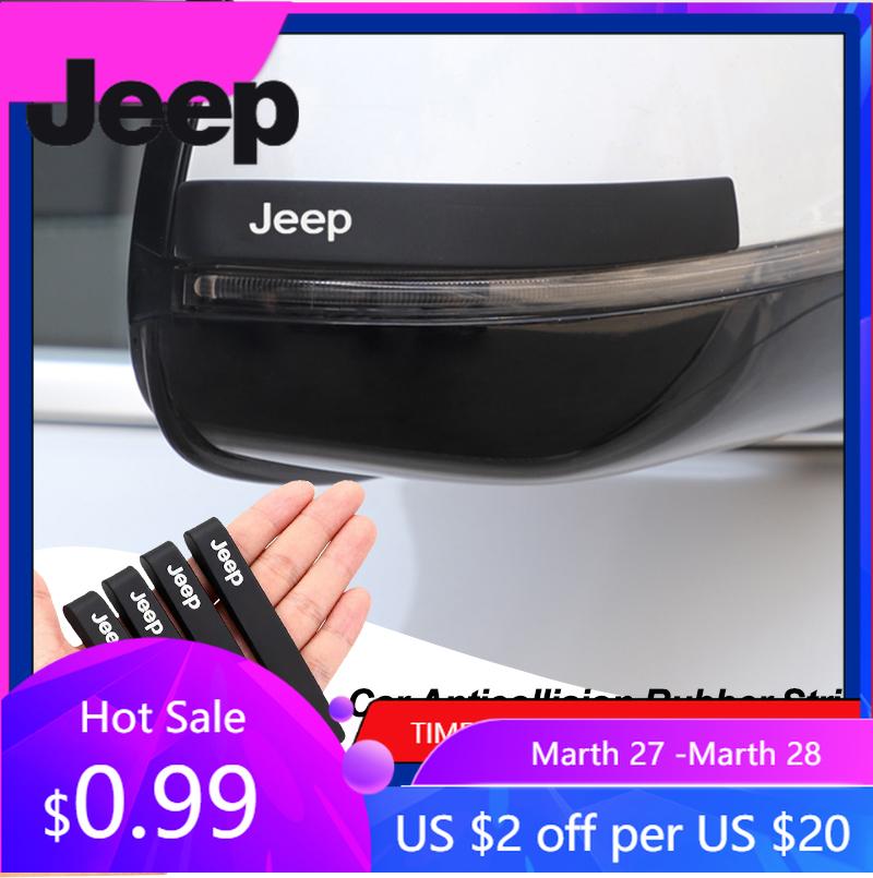För Jeep 6 st. bilkollisionsskyddande gummilister dörr repfria klistermärken för Jeep Wrangler JL JK Renegade Grand Compass Gladia