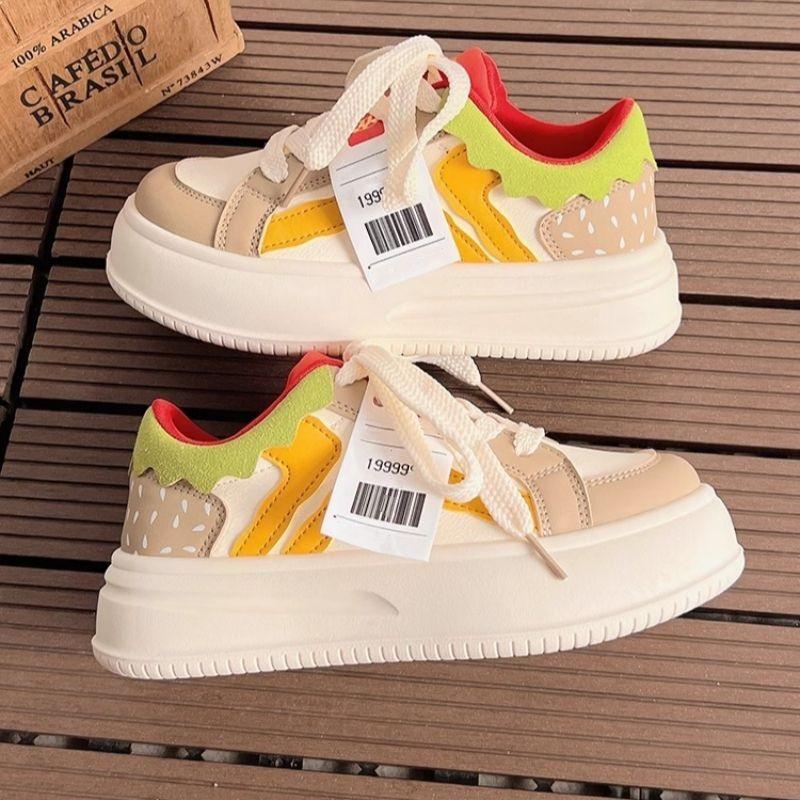 Fashion New Color-blocked Fashionable Comfortable Breathable Thick-soled Slim-fitting Cute Temperamental Casual Women's Sneakers