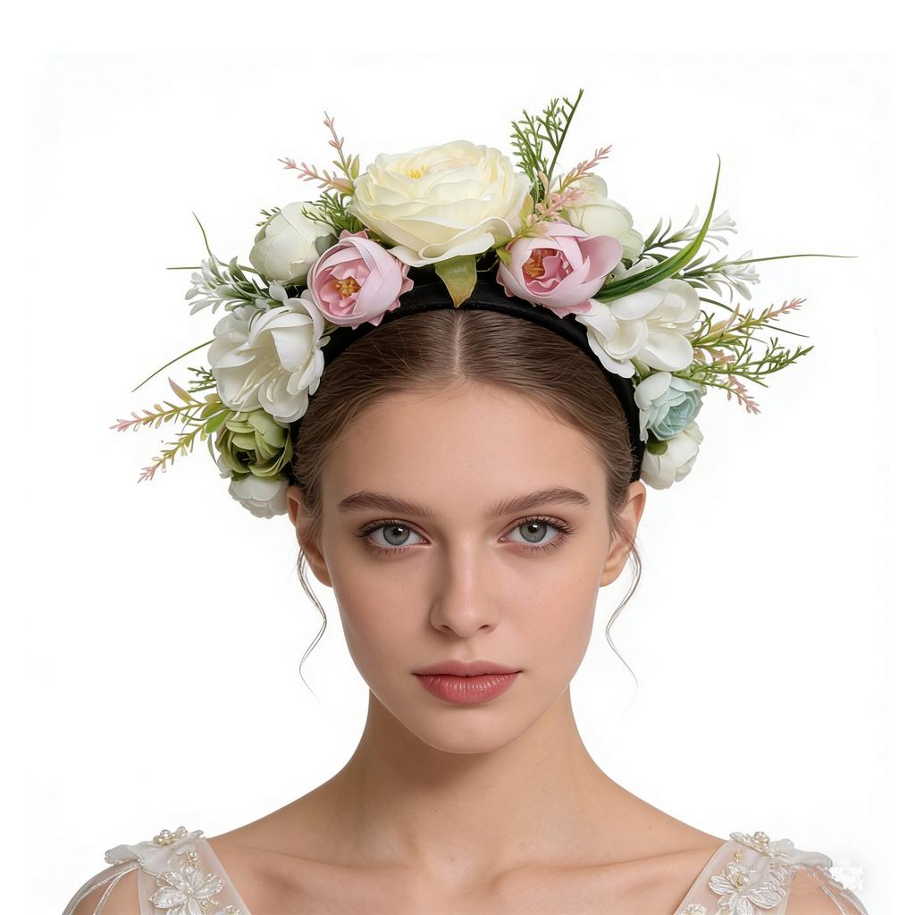 New creative simulation flower headband super fairy wedding party flower head buckle bride vacation photo headgear women