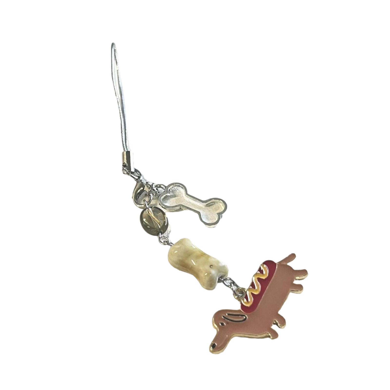 

Милая цепочка для телефона с подвеской в виде таксы, трендовая цепочка для телефона в виде собаки-сосиски, для придания индивидуальности устройствам