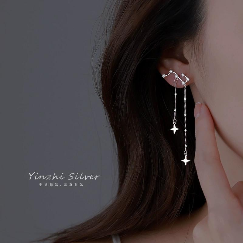 FY-ED166 S925 Silver Tassel Earrings for Women Niche Design Ear Thread Popular High-end Ear Studs and Dangle Earrings