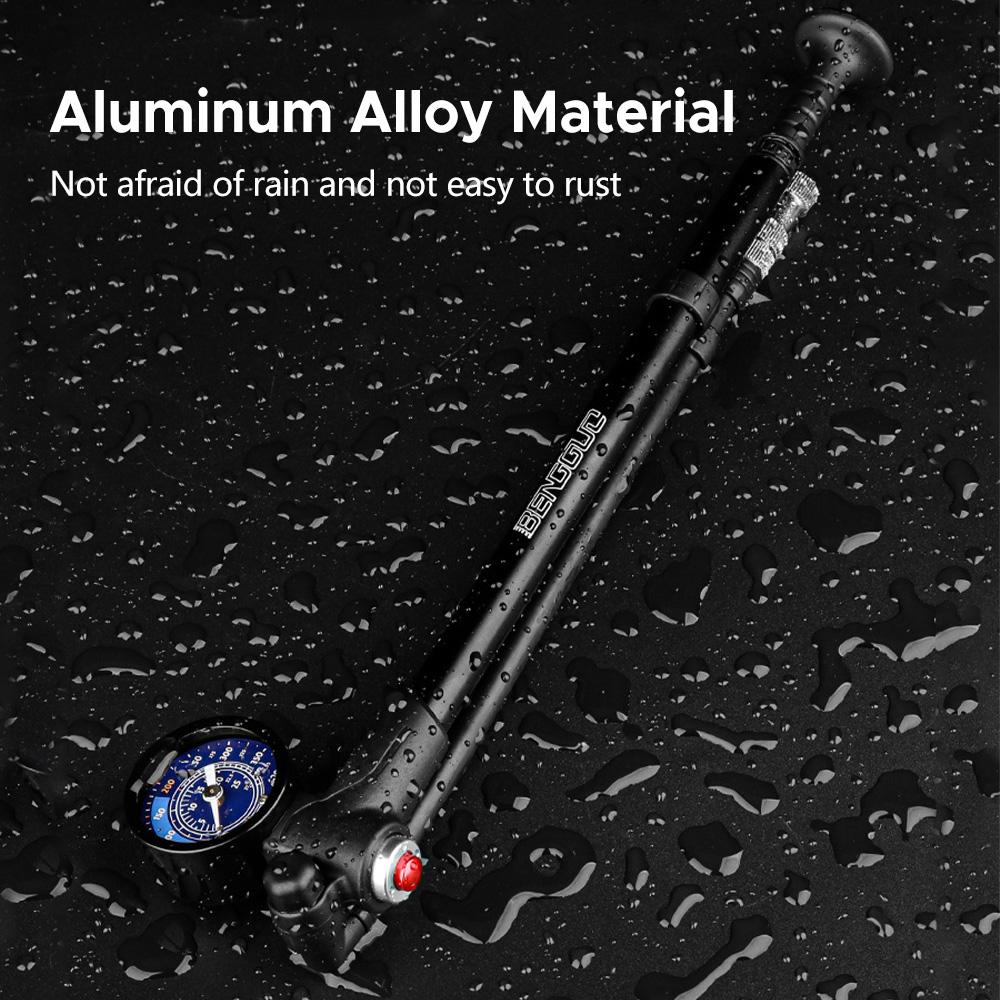 High Pressure Bike Pump 400PSI Tire Inflator Air Pump with Pressure Gauge for Fork and Rear Suspension