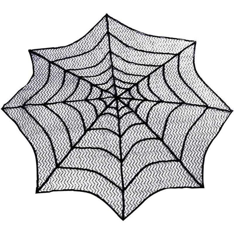 Halloween Lace Table Runner Black Spider Web Tablecloth Fireplace Cover Mantel Halloween Decor Door Curtain Home Party Props