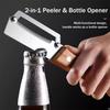 Stainless Steel Vegetable Peeler with Wood Handle Bottle Opener Heavy-Duty Ergonomic Kitchen Tool for Potatoes Pineapple