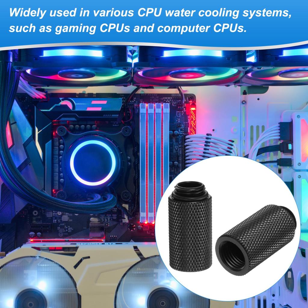 Uxcell 6pcs Water Cooling Adapter G14" Thread Female To Male 1.18" Column Length Mini Compression Fitting Copper Extender Fitting with O-ring for