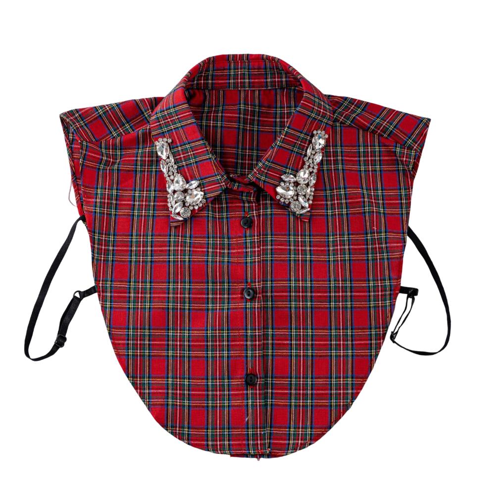 Lace Detachable Collar Rhinestones Shirt Collar False Shirt Collar  Halloween Decoration