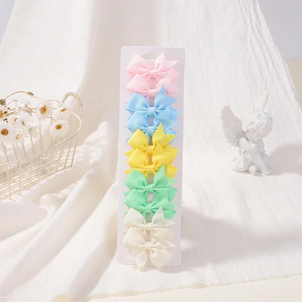 10Pcs/set New Cute Bows Baby Hair Clips Candy Color for Children Girls Princess Hairpins Barrettes Kids  Hair Accessories