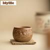 2pc/lot Coarse Pottery Dragon Pattern Teacup Luxury Tea Bowl Mug Tea-tasting Meditation Cup Chazhan Master Cups Teaware 100ml