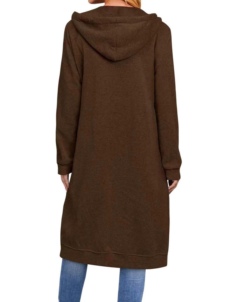 2025 Damen Große Größen Herbst/Winter Lockerer Reißverschluss Langer Strickjackenmantel