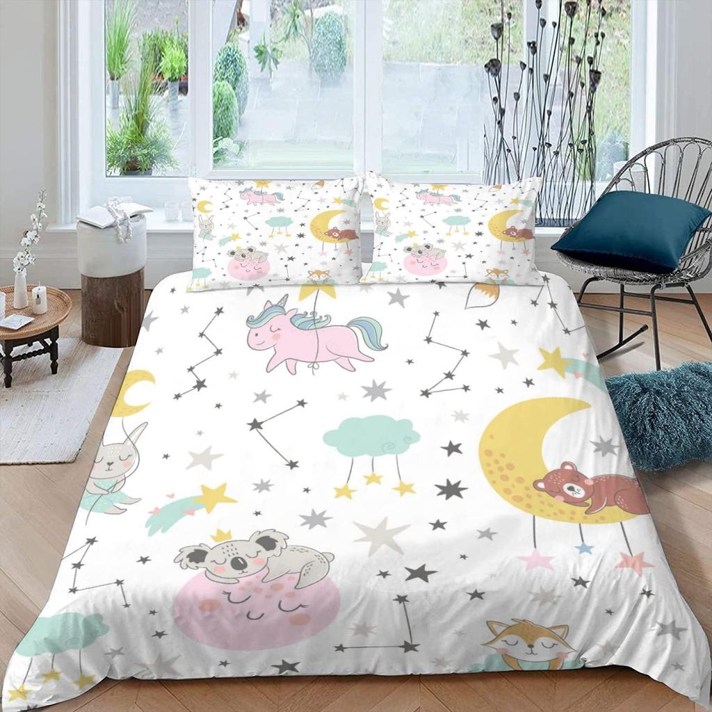 Cute Elephant Koala Duvet Cover Set Cartoon Animals Bedding Set Australia Tree Bear Quilt Cover Twin King for Kids Boys Girls