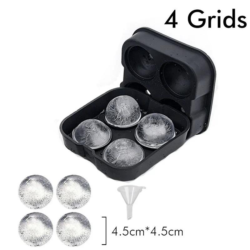 Ice Cube Tray Silicone Ice Ball Freezer Mold Square Ice Cube Maker with Lid 4/6/8 Grids for Whiskey Cocktail Coffee Accessories