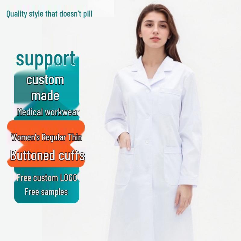 Unisex Custom Logo Long Sleeve Laboratory Coat