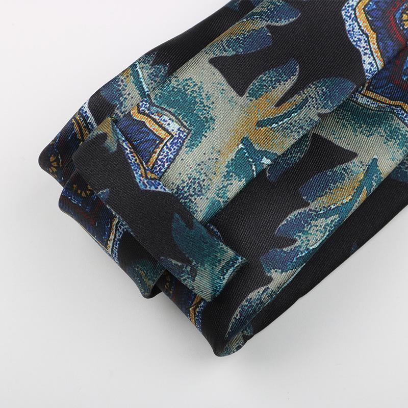 Men'S Printed Tie, Pattern Retro Gentleman'S Suit Shirt Width 9Cm Silk Soft Long Hand-Typed