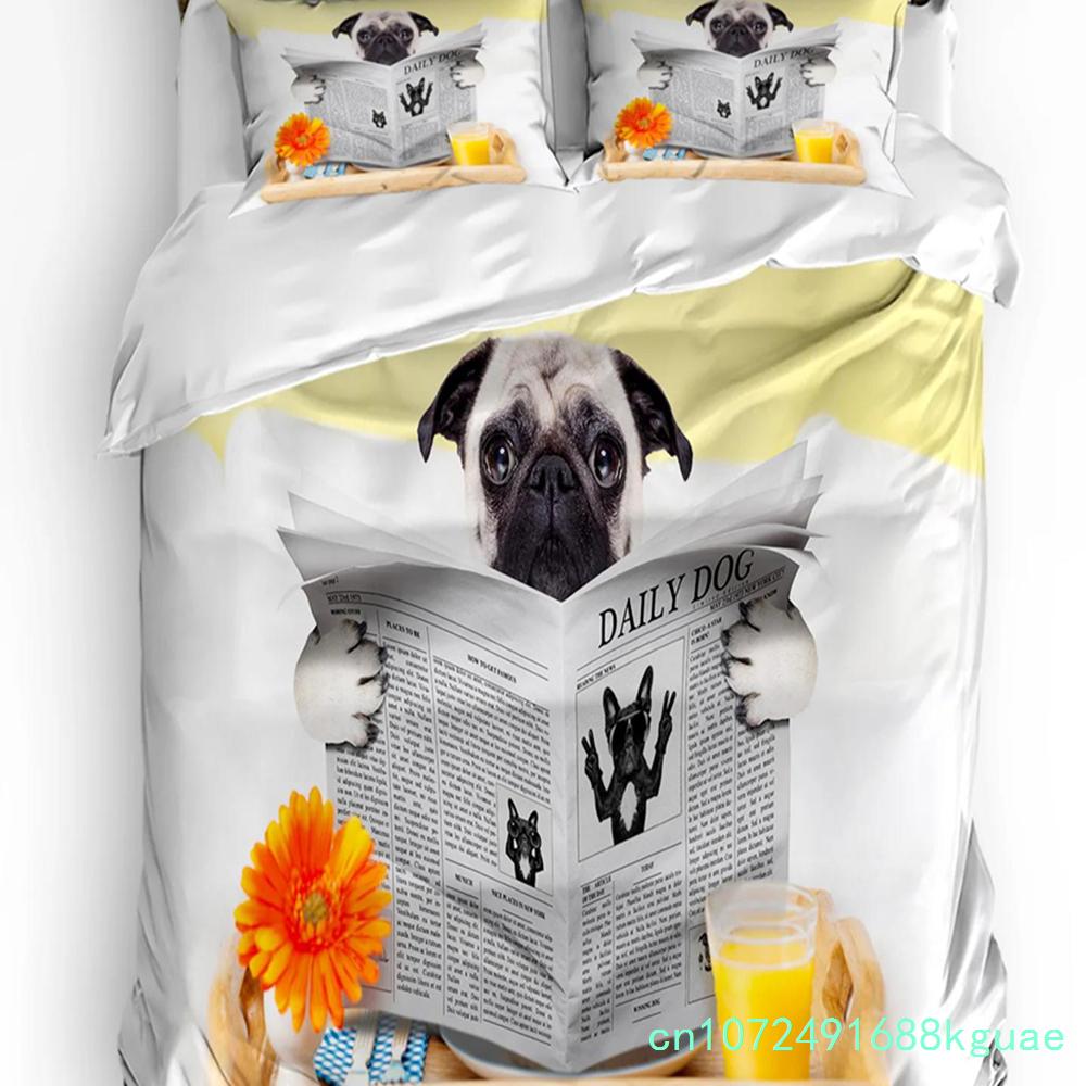 Animal Pink Dog Cute Poodle Duvet Cover Bed Bedding Set Double Home Textile Quilt Cover Pillowcases Bedroom Bedding Set No Sheet