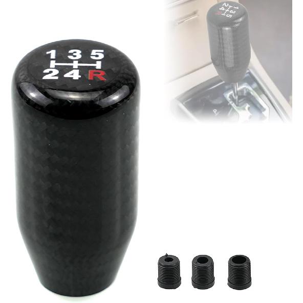 RYANSTAR Universal Gear Shift Style Knob,Car Modified Carbon Fiber Stand Head Manual Transmission Shift Lever Knob Head Wave Stick Shift Knob