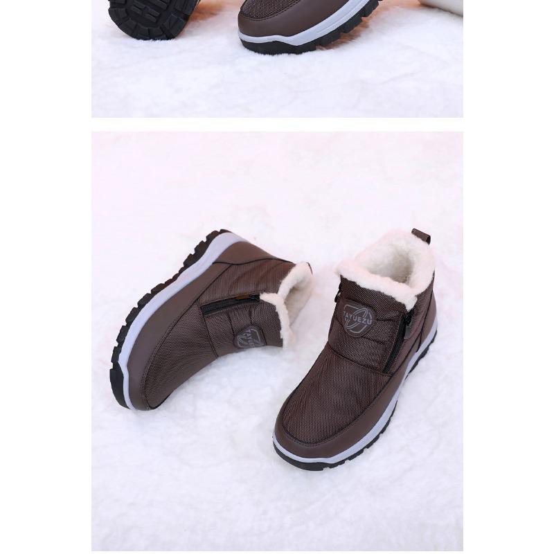 Men's Beijing Style Winter Shoes, Non-Slip Snow Boots with Faux Fur Lining, Warm Comfortable Cotton-Padded Cloth Shoes for Men