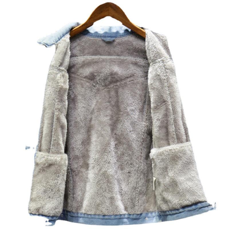 Pánská džínová bunda v korejském stylu - Trendy, zesílená, hřejivá podzimní/zimní bunda se sametovou podšívkou